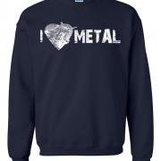 I Heart METAL Crew Neck Sweat Shirt Screaming Kitty I Love Metal
