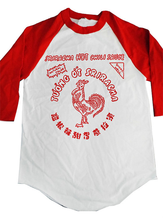Sriracha Hot Chili Sauce Raglan Baseball Tee Shirt Free Shipping